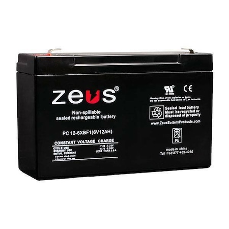 Zeus Battery Products 10Ah 6V F1 Sealed Lead Acid Battery PC12-6XBF1